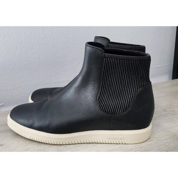 Vince Shoes - Vince Leather High-Top Slip On Sneakers Black Stretch 9.5 $295 Platform